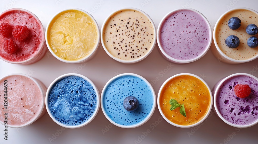 Colorful Frozen Yogurt Cups with Berries and Mint Delightful Summer Treat Colorful Frozen Yogurt Cups with Berries and Mint Delightful Summer Treat