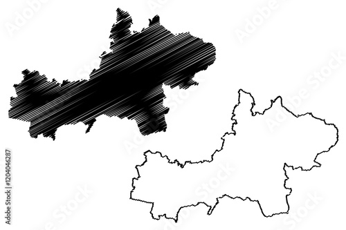 Main-Kinzig district (Federal Republic of Germany, rural district Darmstadt region, State of Hessen, Hesse, Hessia) map vector illustration, scribble sketch Main Kinzig Kreis map