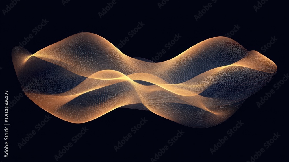 Abstract Waves in Gold and Blue Light on Dark Background Abstract Waves in Gold and Blue Light on Dark Background
