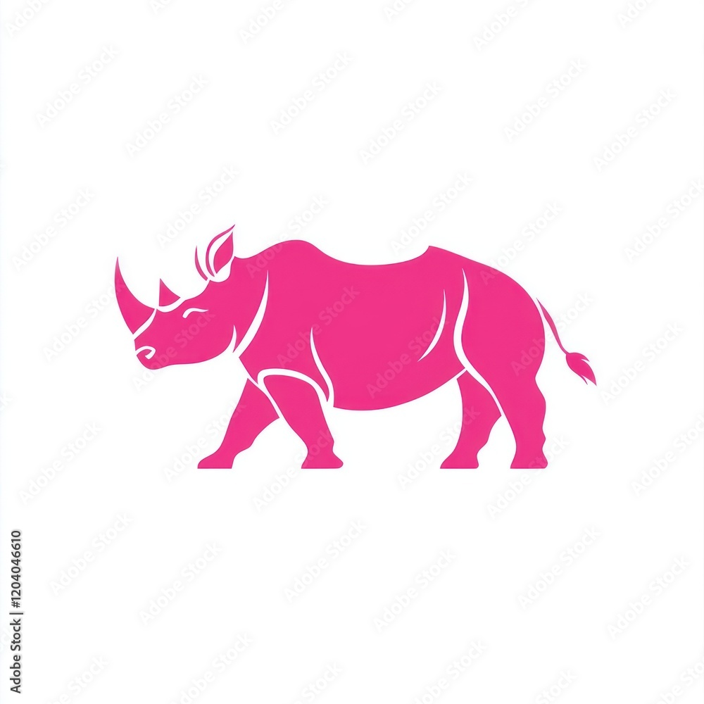 Fototapeta premium Pink rhino silhouette, wildlife, graphic design, possible use logo, background