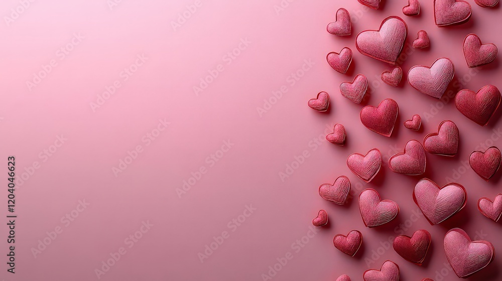 Red hearts decoration with place for text, love romantic composition for wedding, anniversary, romantic celebration. Love hearts. Red hearts decoration with place for text, love romantic composition for wedding, anniversary, romantic celebration. Love hearts.