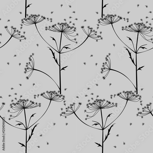 seamless botanical pattern of painted oriental motifs 