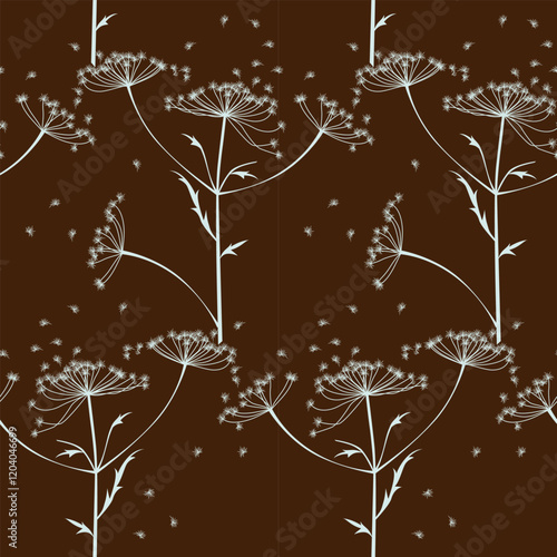 seamless botanical pattern of painted oriental motifs 