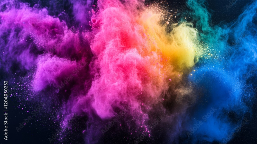 Fototapeta premium Colored powder explosion on black background