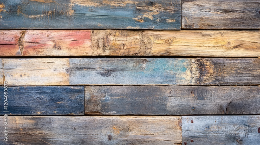 Naklejka premium Reclaimed wood planks showing various colors and textures