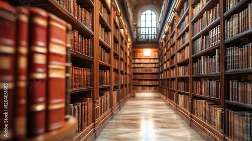 Wallpaper Mural Grand library aisle, bookshelves, old books, knowledge, research Torontodigital.ca