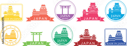 Japan set. Isolated Japan on white background