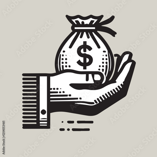 Hand with money bag