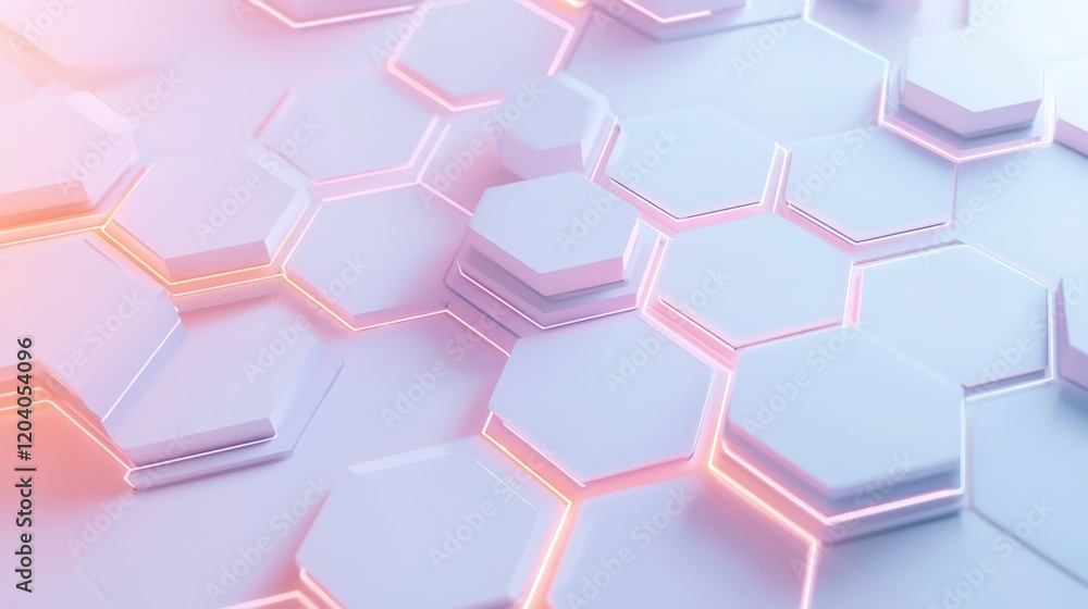 Abstract Honeycomb Pattern Design. Abstract hexagonal pattern with glowing edges on a white background. Abstract Honeycomb Pattern Design. Abstract hexagonal pattern with glowing edges on a white background.