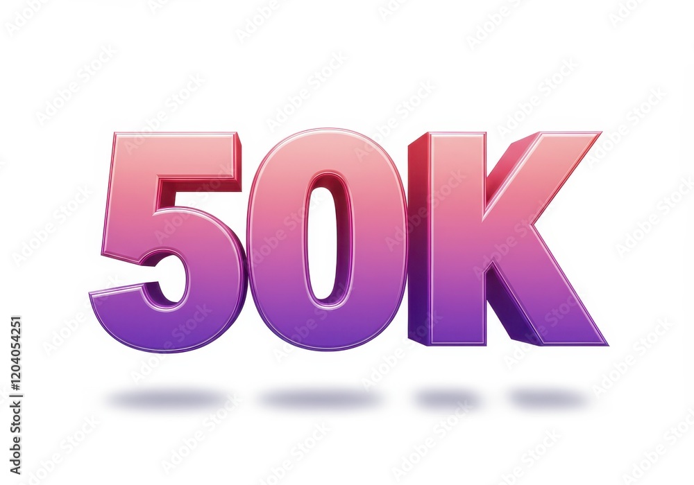 A 3D illustration of the bold 50K text in a sleek metallic gradient, transitioning from soft pink to purple A 3D illustration of the bold 50K text in a sleek metallic gradient, transitioning from soft pink to purple