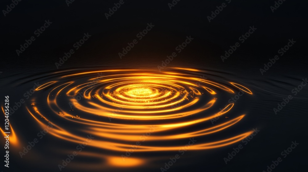 Glowing water ripples in dark environment Glowing water ripples in dark environment