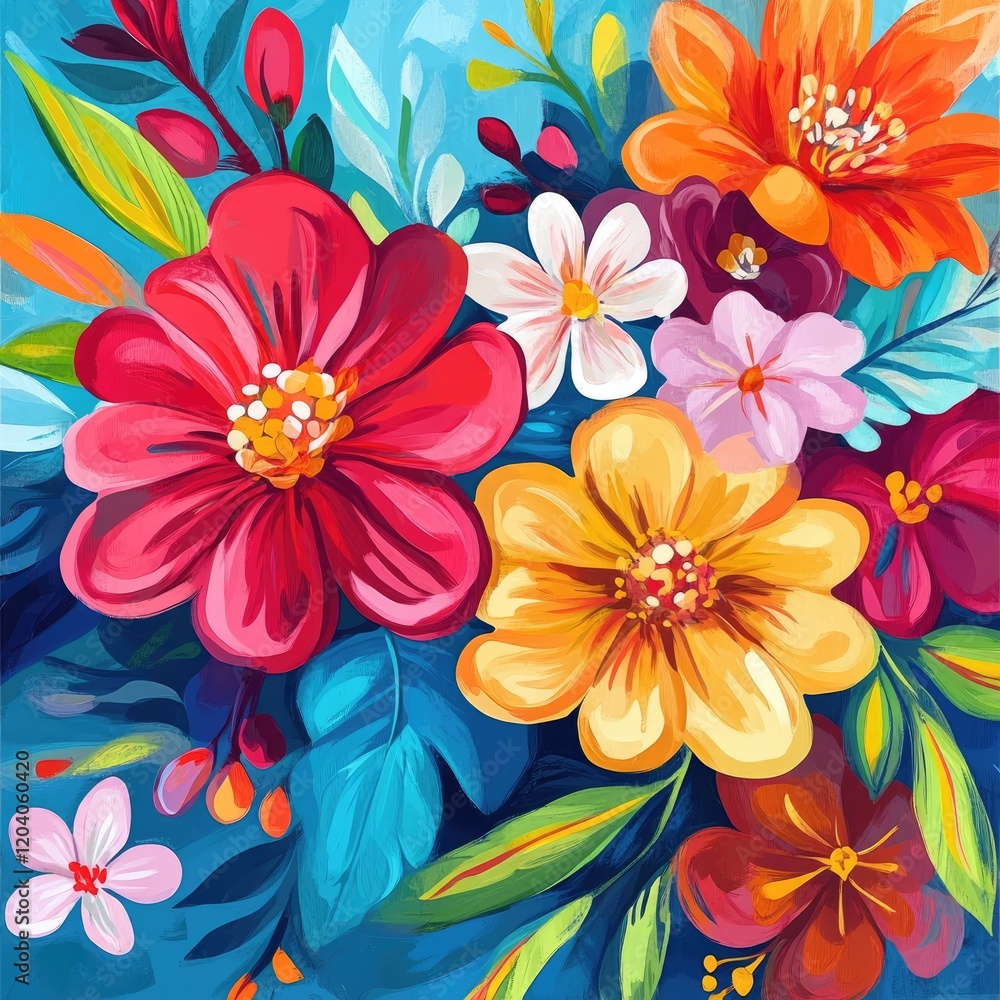 Fototapeta premium Vibrant Blooms: A Colorful Floral Theme for All Seasons