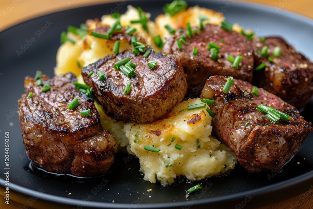 Ribeye Steak Bites and Cheesy Smashed Potatoes Ribeye Steak Bites and Cheesy Smashed Potatoes