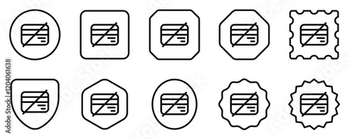 Editable block card, no card payment vector icon. Part of a big icon set family.  Finance, business, investment, accounting. Perfect for web and app interfaces, presentations, infographics, etc