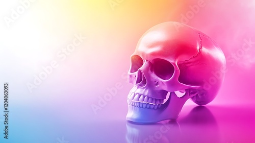 Vibrant skull on colorful gradient glow