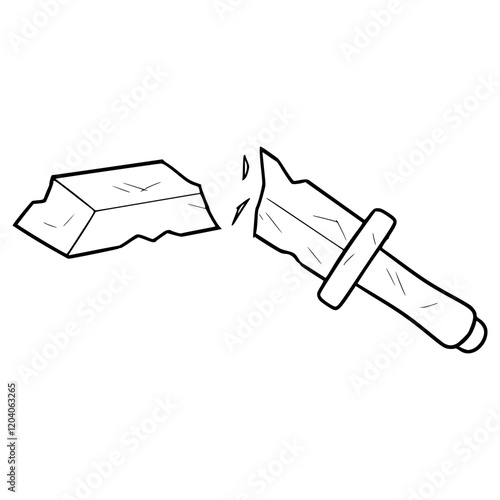 broken sword illustration hand drawn outline vector