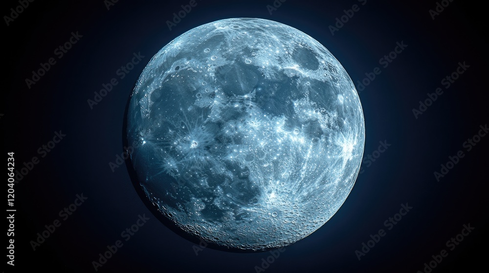 Obraz premium Full moon illuminating the night sky with intricate surface details and a serene cosmic backdrop