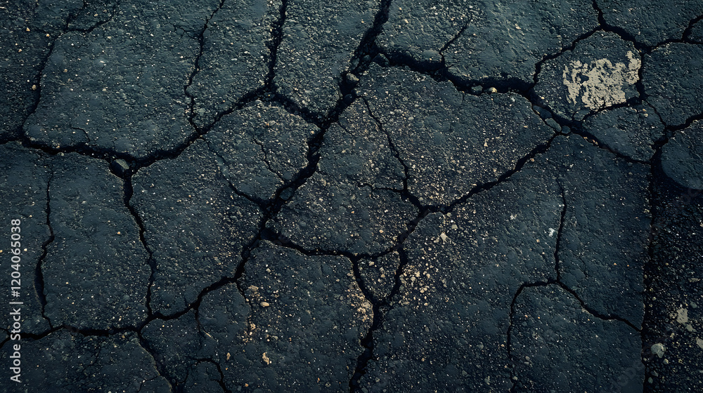 Obraz premium Close-up of cracked earth texture with varying tones and rough features.