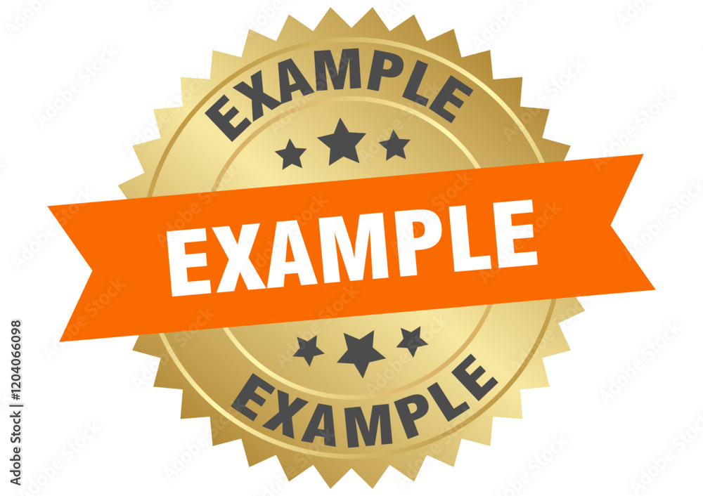 Obraz premium example. example round orange and gold label isolated on transparent background