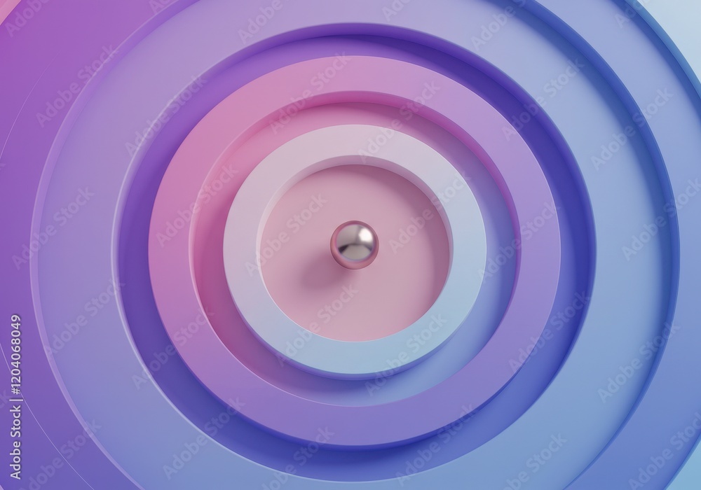 A 3D abstract design featuring concentric circles in soft pastel hues of purple, blue, and pink A 3D abstract design featuring concentric circles in soft pastel hues of purple, blue, and pink