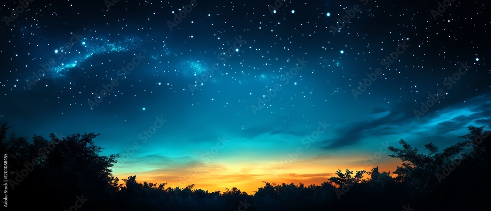 Fototapeta premium Stunning starry night sky over horizon