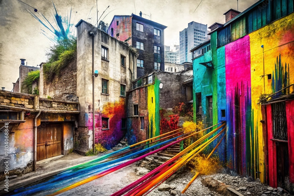 Fototapeta premium Urban Exploration Textures: Abstract Hand-Drawn Brush Strokes & Charcoal Lines