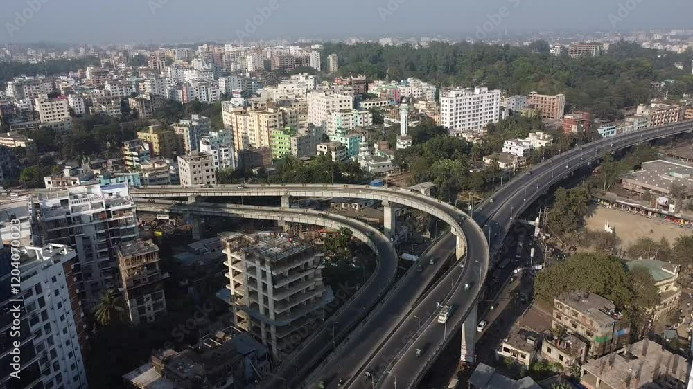 Skyline or cityscape of Chattogram City,Bangladesh.Chattogram city drone short view.Cityscape from high angle view including modern architechture Skyline or cityscape of Chattogram City,Bangladesh.Chattogram city drone short view.Cityscape from high angle view including modern architechture