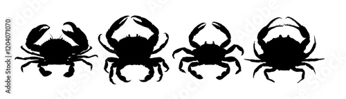 set of crab silhouettes - vector illustration
