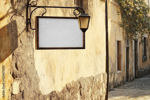 Vintage Billboard in Narrow Alley with Customizable Text on a Transparent mockup photo