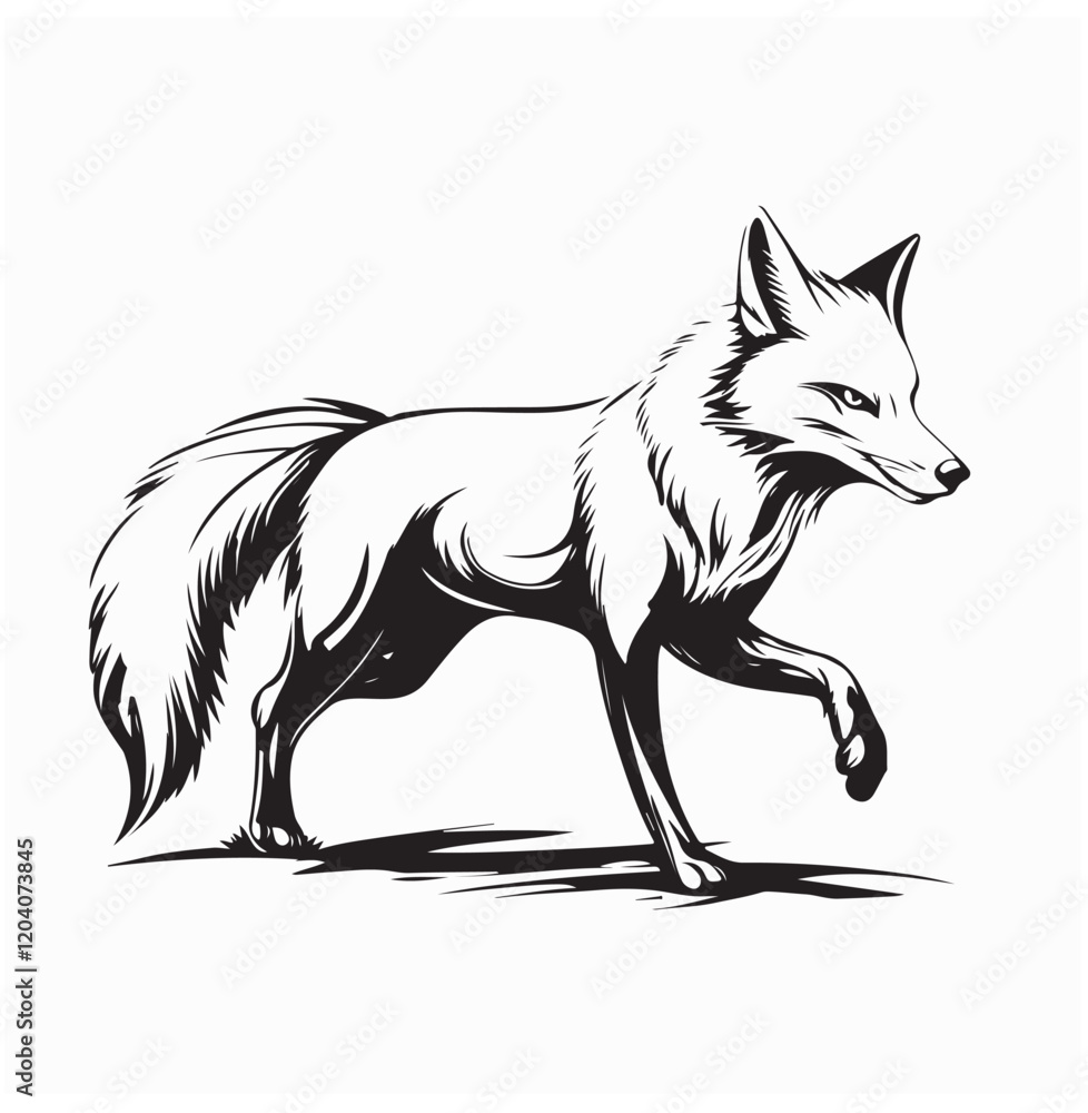 Fox image vector. illustration of a Black and white Fox animal image isolated on white background. Fox image vector. illustration of a Black and white Fox animal image isolated on white background.