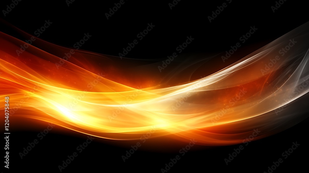 Obraz premium Abstract Orange and Yellow Waves Flowing on Black