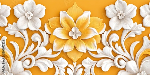 Vibrant Rangoli Designs Yellow and White Floral Patterns for Festive Cheer