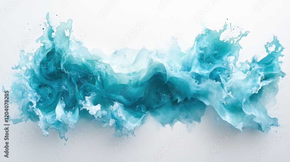 Abstract watercolor splash in turquoise and light blue