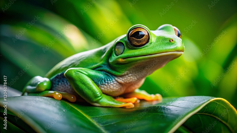 Vibrant Green Tree Frog Portrait - Close-Up Amphibian Photography Vibrant Green Tree Frog Portrait - Close-Up Amphibian Photography