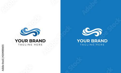 wave vector logo concept design template on blue and green color