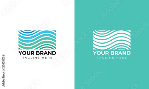 wave vector logo concept design template on blue and green color