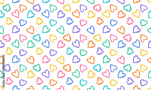 Seamless pattern with hearts. Pattern love cute girl fashion