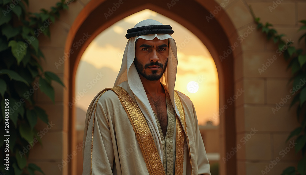 Naklejka premium Man in Traditional Arabian Outfit