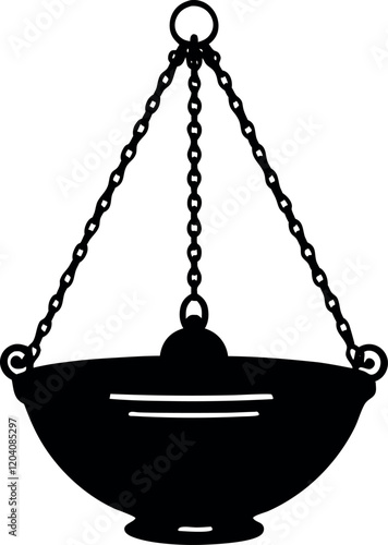 Swinging Censer Silhouette - Symbolic Religious Ceremony Icon on Transparent Background