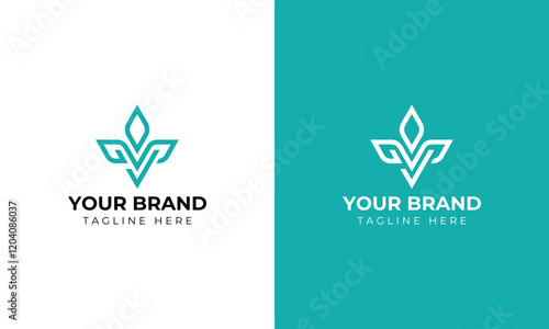 V monogram with flower or leaf shape