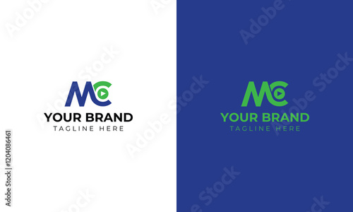Monogram M C MC CM media play video logo concept