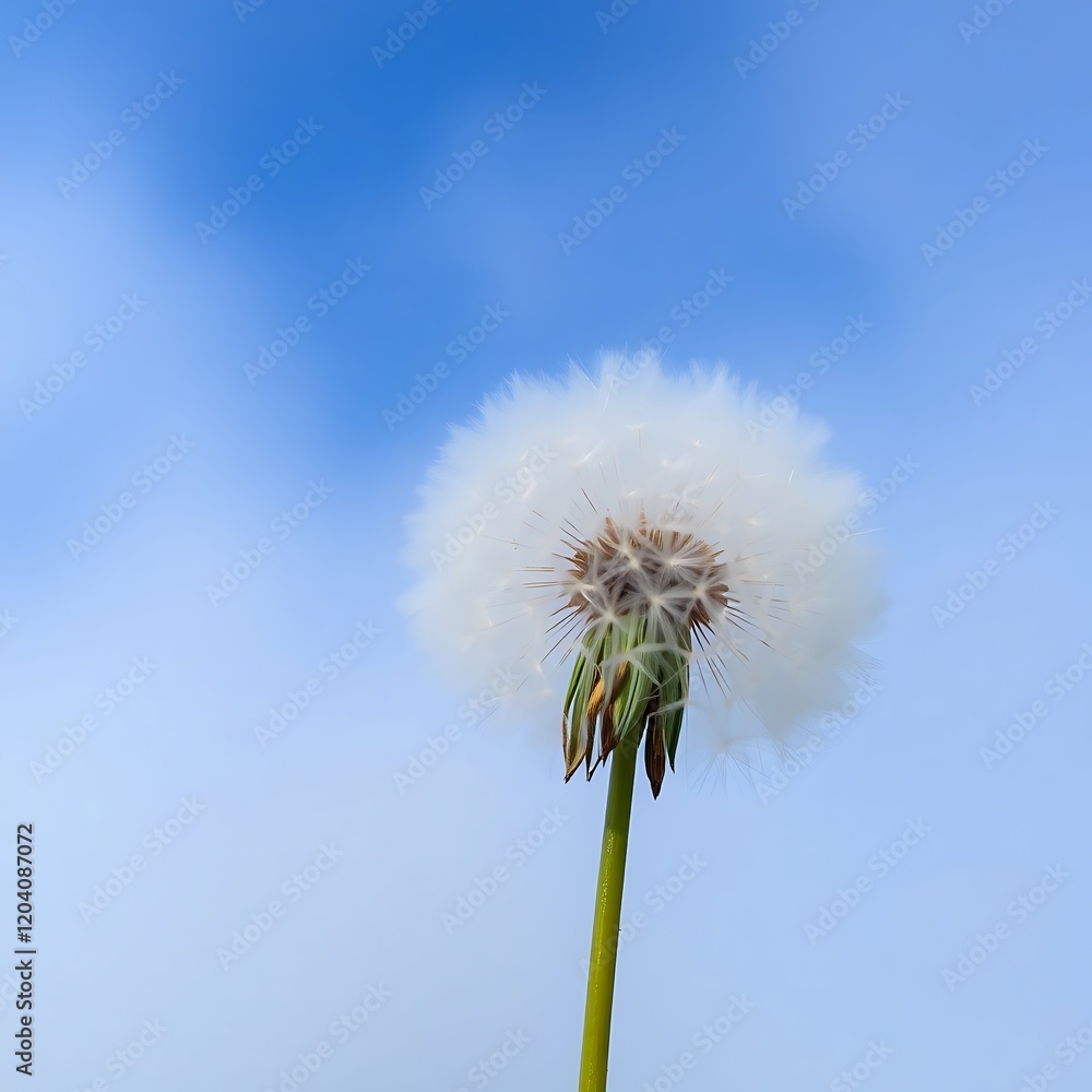 Dandelion seed head against blue sky. Dandelion seed head against blue sky.