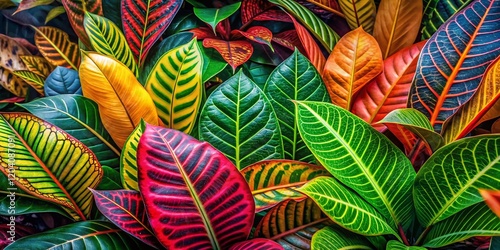 Wallpaper Mural Vibrant Tropical Leaves Panoramic Close-Up: Colorful Botanical Beauty for Home Decor Torontodigital.ca