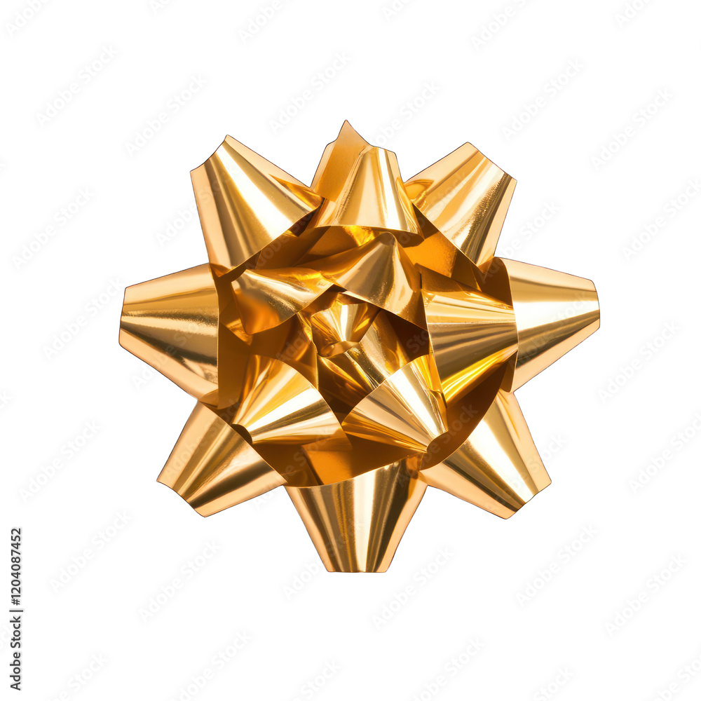 Golden ribbon with bow top view isolated on transparent background Golden ribbon with bow top view isolated on transparent background
