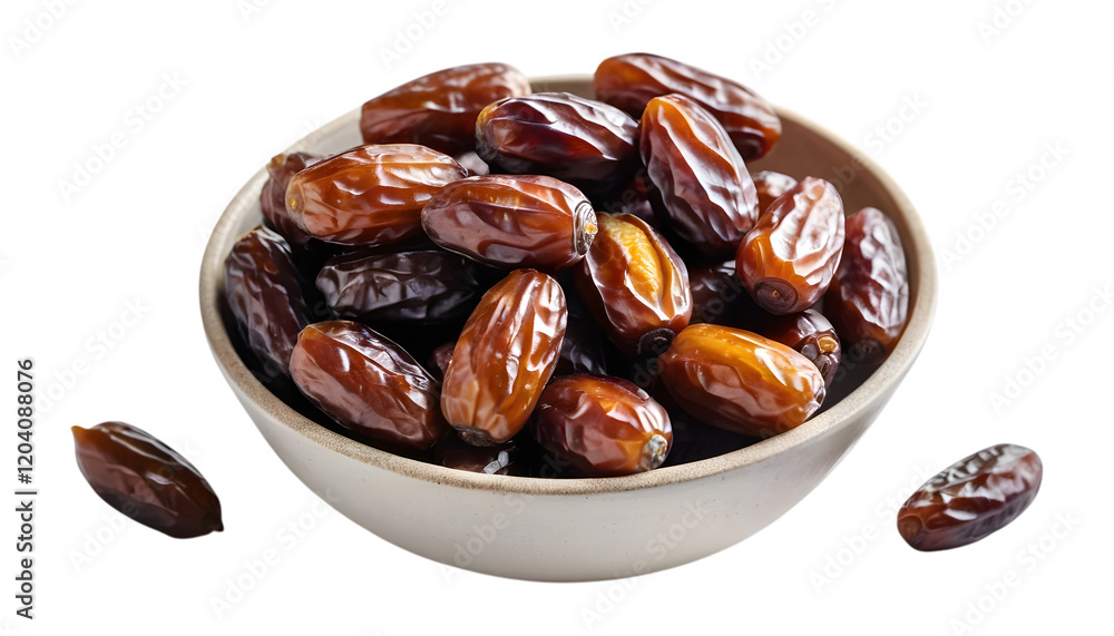 Bowl of sweet, dark brown dates. Bowl of sweet, dark brown dates.