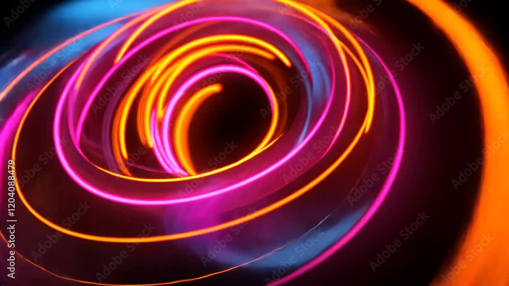 Abstract Neon Swirl: Vibrant Pink, Orange, and Blue Light Trails in Motion Abstract Neon Swirl: Vibrant Pink, Orange, and Blue Light Trails in Motion