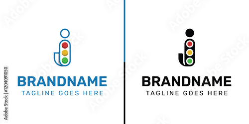 Letter J Traffic Light Logo Set, for  in technology, navigation, transportation, or communication companies