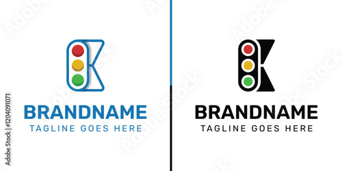 Letter K Traffic Light Logo Set, for  in technology, navigation, transportation, or communication companies