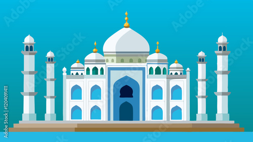 Taj mahal agra isolated. Iconic Taj Mahal Illustration: Symbol of Love and Architectural Wonder for Digital Projects.