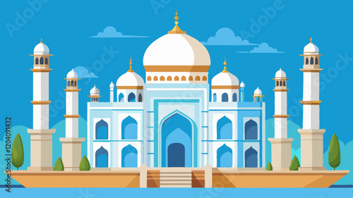 Taj mahal agra isolated. Iconic Taj Mahal Illustration: Symbol of Love and Architectural Wonder for Digital Projects..